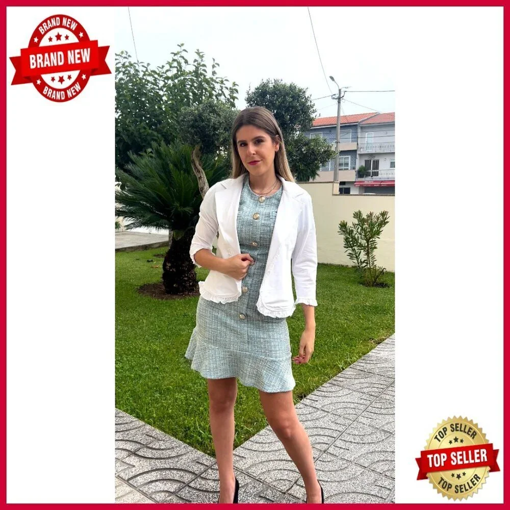 Cropped Blazer 3/4 Sleeve Cotton Cardigan Business Casual Work Jacket